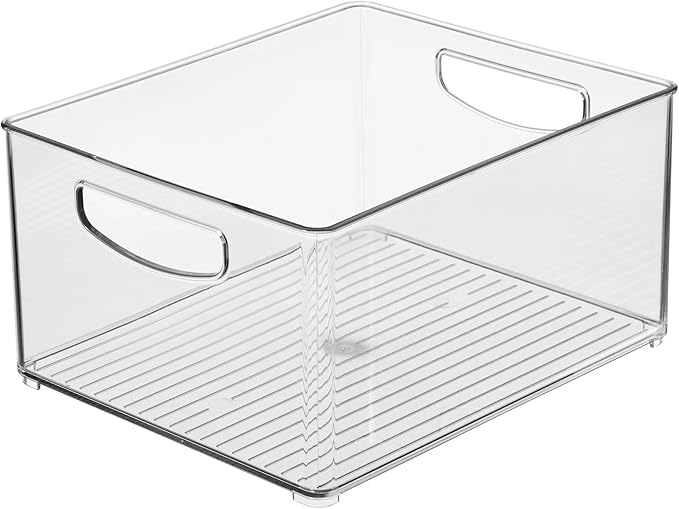 InterDesign iDesign Stackable Storage Bin - Organize Pantry, Fridge, or Freezer, Set of 4, Clear, Made in USA