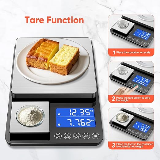 0.001 oz / 33 lb Dual Platform Kitchen Scale, Digital Food Scale with Two Precision Surfaces, LCD Display, 7 Units, Tare & Accumulation Functions – Perfect for Baking, Sourdough, and Cooking
