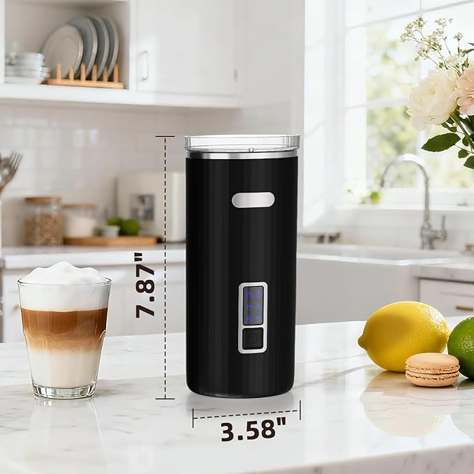 Milk Frother, 6-in-1 Electric Milk Steamer, 8.5oz/250ml Automatic Warm and Cold Foam Maker and Milk Warmer for Latte, Cappuccinos, Macchiato, From the Makers of Instant 400W, Black