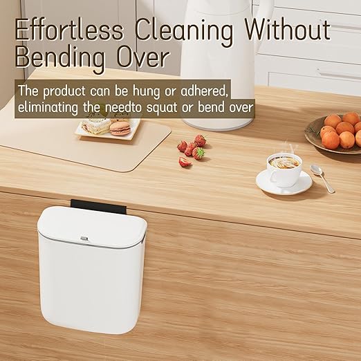 2.4 Gallon Kitchen Compost Bin Hanging Small Trash Can with Lid Under Sink Dual Installation & Triple-Seal Technology, Odorless Kitchen/Bathroom/Office Trash Can for Home, RV