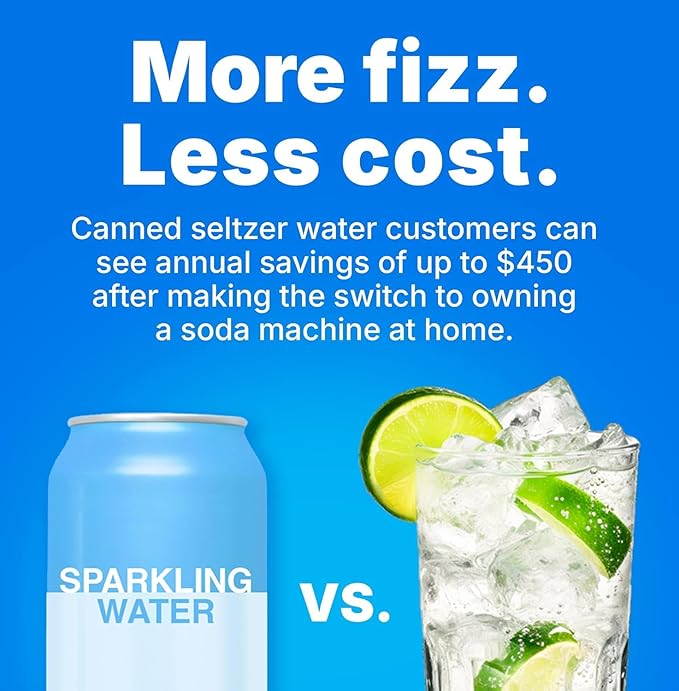 SENSEation Soda Machine Kitchen Gadgets, New Home Essentials - Sparkling Water Maker Set With 3 Threaded CO2 Cartridges & Reusable Carbonation Bottle