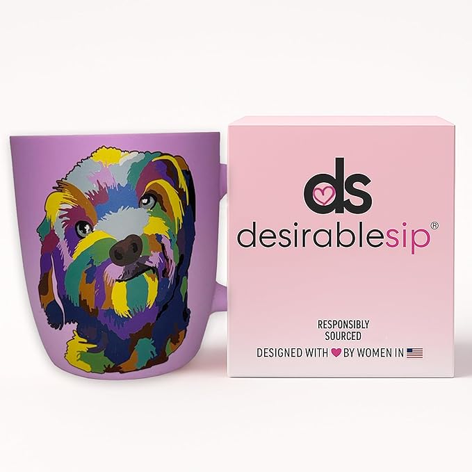 Soft Touch Shih-Tzu Purple Mug - 18 Oz Coffee Mug with Beautiful Box - Tea Ceramic Travel Mug for Adults - Unique Coffee Cup - Best Shih Tzu Gifts for Dog Lovers