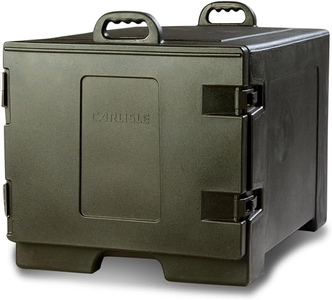 Carlisle FoodService Products Insulated Food Pan Carrier, Holds 7 Sheet Pans (Sold Separately), Front-Loading Cateraide with Handles, Rugged PE Shell with PU Insulation, Black