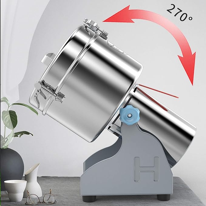 110V Electric Grain Mill, Electric Grain Grinder Stainless Steel Mill 1400R/m Small Electric Grain Grinding Machine Pulverizer Grinder Machine for Kitchen Dry Grains Wheat Spices(Silver/Style A)