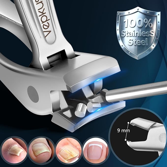Toenail Clippers & Nail Clippers Set for Seniors - Heavy-Duty Long Handled Toenail Clippers for Thick Toenails, Men & Women | Hygienic Manicure Set | Gift Idea