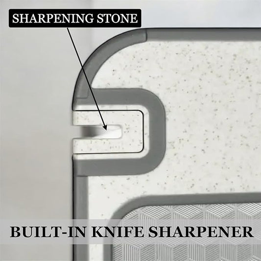 304 Stainless Steel Cutting Board 14.5x11 with Built-in Knife Sharpener | Safe Meat Chopping Board for Kitchen. Dishwasher Safe with Juice Groove, Non-Slip Feet, Durable & Rust-Resistant