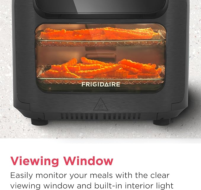 Frigidaire 5-in-1 Air Fryer Combo Oven with Viewing Window, Large 12.6 QT Capacity, Digital Display, 5 Cooking Modes, 7 Recipe Presets, Automatic Shake Reminder, PFAS-Free Cooking Surfaces, Black