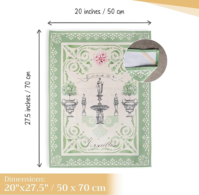 Maison d' Hermine Kitchen Towels Set of 2 100% Cotton 27.50" x 20" Reusable Cloth Tea Dish Towels Absorbent with Hanging Loop for Kitchen, Home, Dining, Cocktail Parties Spring/Summer (Jardin Du Roy)