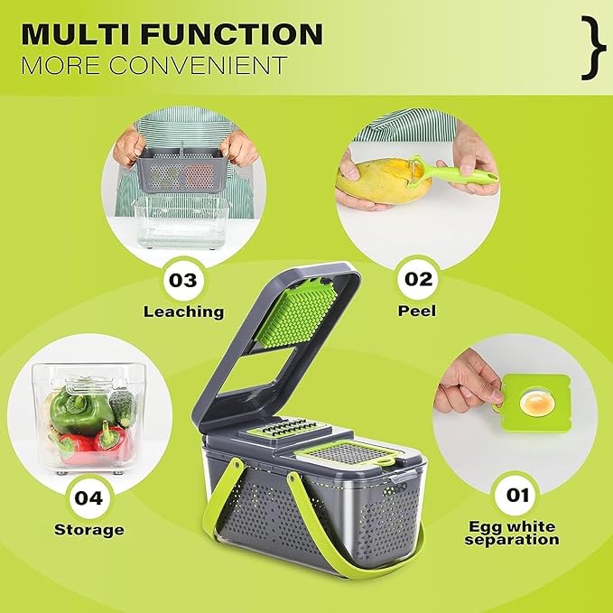 Vegetable Chopper,22-in-1 Multi-Function Food Chopper,Professional Onion Chopper with 13 Blades,Kitchen-Food Chopper with Container for Tomato,Potato,Fruits -Easy Clean & Storage (13 Blade)