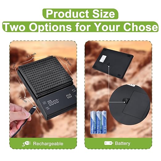 Coffee Scale with Timer, Espresso Scale & Coffee Bean Scale - 3kg/0.1g Precise Small Digital Kitchen Scale for Espresso Accessories Kit, Pour-Over, and Multi-Purpose Use (Batteries Included)