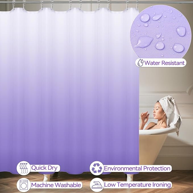 24PCS Bathroom Sets with Shower Curtain and Rugs, Purple Bathroom Accessories Set with Trash Can, Soap Dispenser, Toothbrush Holder and Cup, Purple Bathroom Set for Home Decor