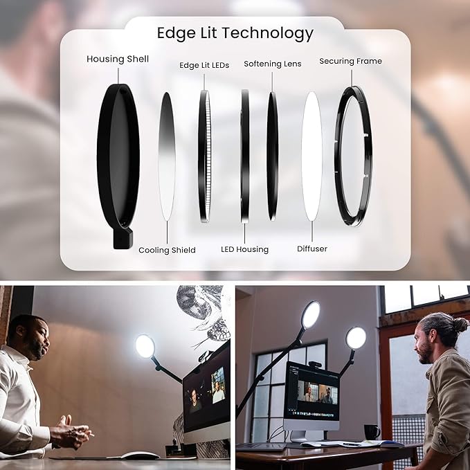 Lume Cube Edge Light 2.0 Bi-Color LED Desk Lamp - Black
