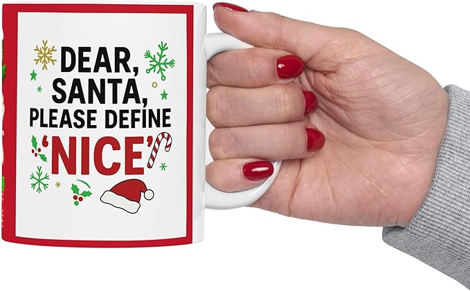 Christmas Naughty and Nice Coffee Cup Mug. Santa Funny Holiday Wine Lover