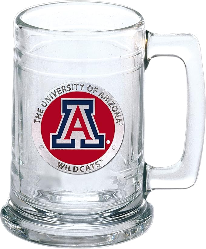 Heritage Pewter Arizona Beer Stein Glass | 15 Ounce German-Style Beer Glass | Intricately Crafted Metal Pewter Alma Mater Inlay