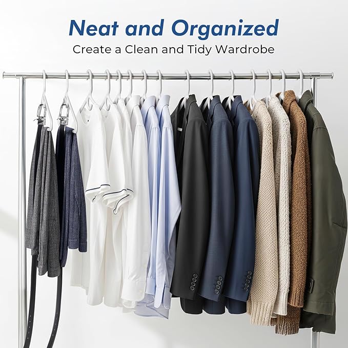 HOUSE DAY Quality Plastic Clothes Hangers 12 Pack – Super Heavy Duty 20lb Capacity Thick Strong Closet Hangers White for Adult Clothing – Durable for Coats, Jackets, Jeans, Pants