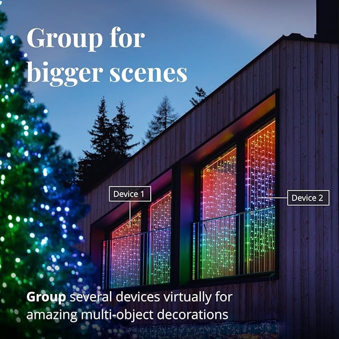 Twinkly Music & Curtain Bundle - App-Controlled Lights with Bluetooth and Wi-Fi Powered Sound Sensor