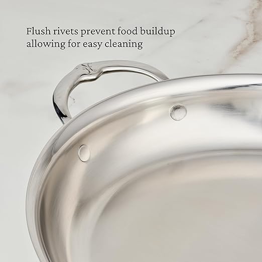 Hestan Provisions - Large Oval Roaster/au Gratin Dish, 5.5 Quart Clad Stainless Steel (17.5 x 14")