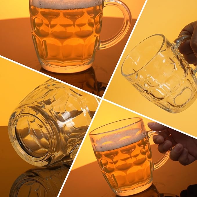 17 OZ Beer Stein Mugs, German Clear Large Tall Beer Glasses With Handle for Men, Pineapple glass Mug Set of 2