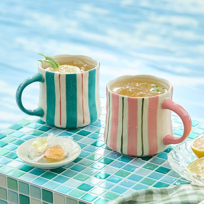Stripe Ceramic Coffee Mugs, 12oz Vibrant Striped Red Design Cute Mugs, Dishwasher & Microwave Safe Cups for Coffee, Tea, and Cocoa, Perfect for Daily Brews tea or coffee