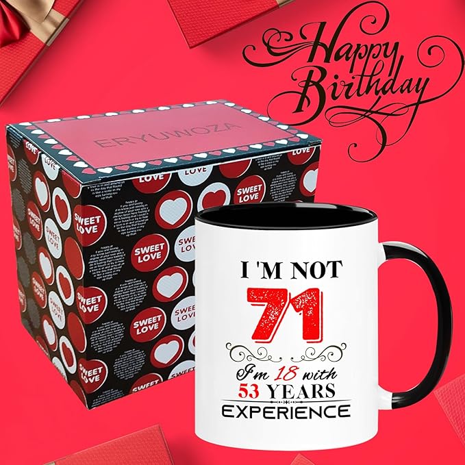 1954 71th Birthday Mug for Women Men, Turning 71 Year Old Birthday Gifts for Mom, Dad, Grandma, Grandpa, Wife, Husband, Daughter, Sister, Best Friends, Coworkers, Her, Him, 11oz Coffee Cup