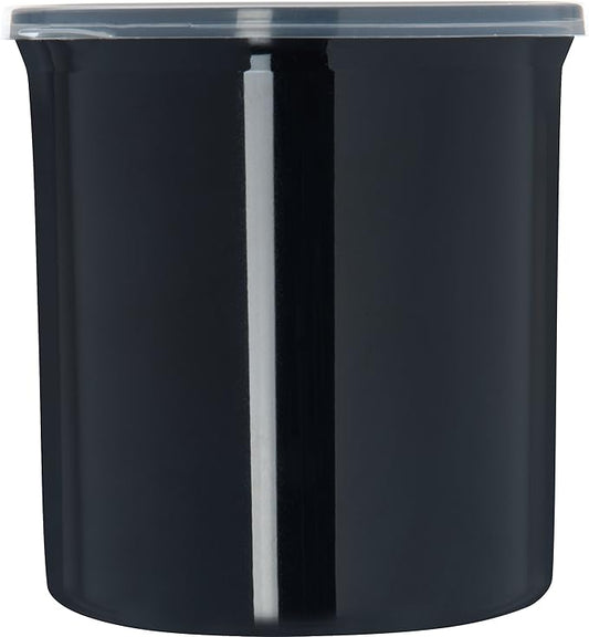 Carlisle FoodService Products Classic Round Storage Container Crock with Lid for Kitchen, Restaurants, Home, Plastic, 1.2 Quarts, Black, (Pack of 12)