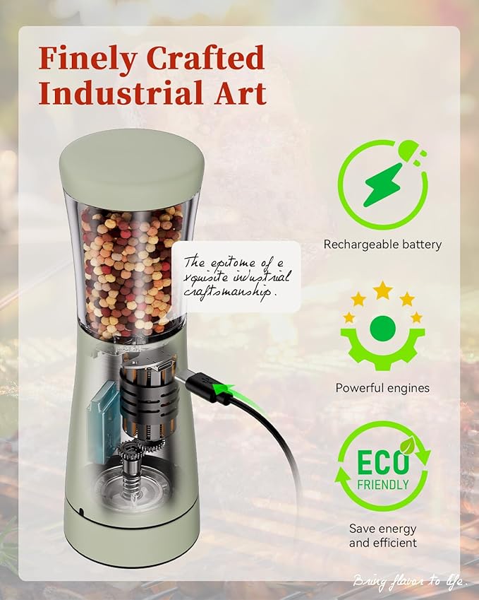 Electric Salt and Pepper Grinder Set with Storage Base, Stainless Steel Rechargeable Salt and Pepper Grinder Set with 4.5 oz Large Capacity, 1.8" Wide Mouth, Adjustable Coarseness, Ideal for Kitchen