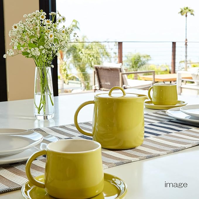 Fourlife 620 Lmc Lemoncello D'Anjou Teapot, Pottery, 19.1 fl oz (591 ml), 3 Cups, Includes Tea Strainer, Microwave and Dishwasher Safe, Yellow, Yellow
