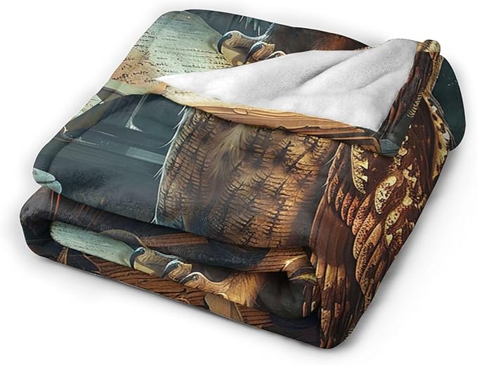 Owl Blanket Owls Gifts for Women Girls Book Throw Blanket Cozy Plush Fleece Flannel Lightweight Fuzzy Party Blankets for Bed Decor 60"X50"