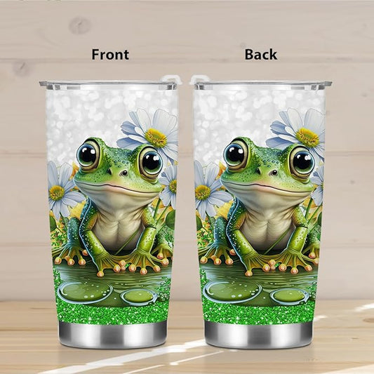 Inspirational Gifts for Women Tumbler, Positive Frog Gifts, Frog Stuff for Women Girls Sister Birthday Christmas, Coffee Mug Stainless Steel Vacuum Insulated Double Wall Travel Cup with Lid, 20oz