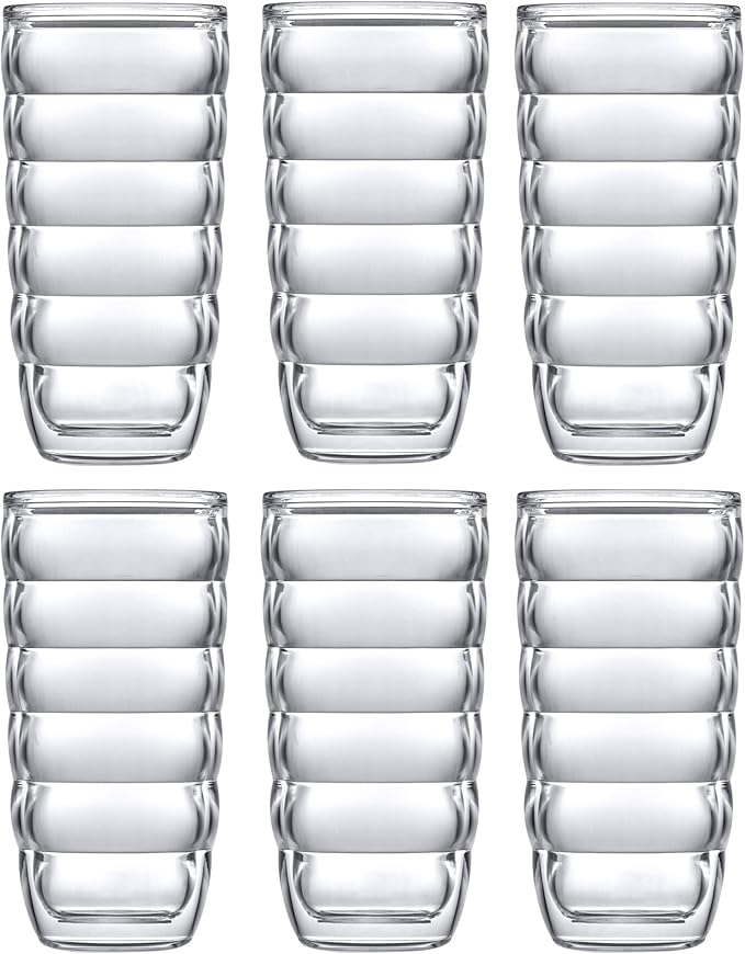 Amazing Abby - Arctic - 24-Ounce Insulated Plastic Tumblers (Set of 6), Double-Wall Plastic Drinking Glasses, All-Clear Reusable Cups, BPA-Free, Shatter-Proof, Dishwasher-Safe