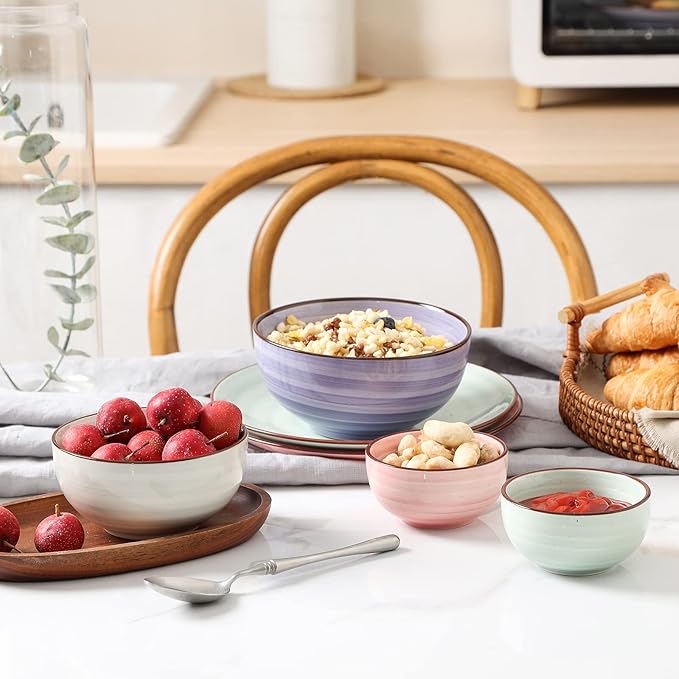Selamica Ceramic 12 Oz Dessert Bowls Set, Small Cereal Bowls for Kitchen, 4.7 Inch Ice Cream Bowls for Snack Side Dishes Dips, Microwave Dishwasher Safe, Set of 6, Gradient Color