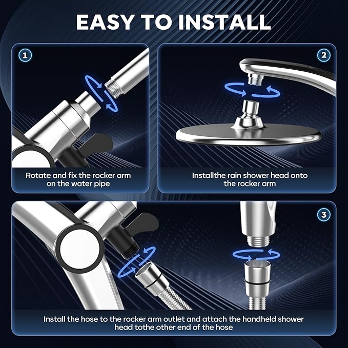 Shower Head with filtered Handheld High Pressure daul Shower Heads with Handheld Spray Combo and 10 Sprays Handheld Shower Head Detachable Shower head Built-in Magnetic Docking and Power Jets