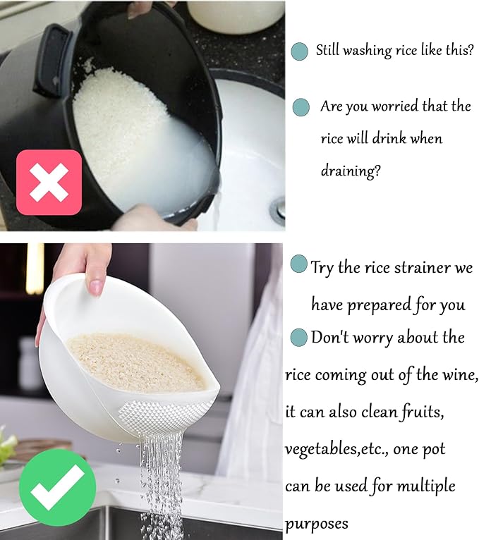 2-in-1 Rice Colander, Vegetable and Fruit Cleaning Filter Basket, 2Piece Sturdy and Easy-To-Use Food Grade Kitchen Tool Accessories (Pink, large+small)