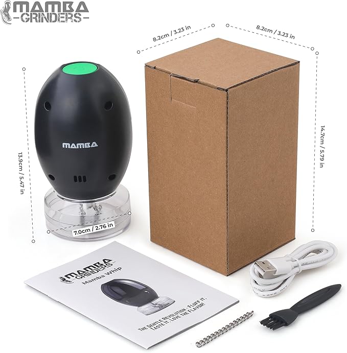Mamba Electric Grinder. USB Rechargeable Portable One Handed Large Grinder and Spice Mill - Black