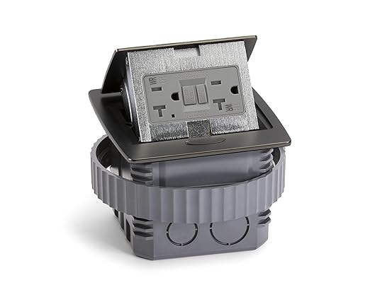 Lew Electric Pop Up Countertop Electrical Outlet, GFCI Receptacle (Black Stainless)