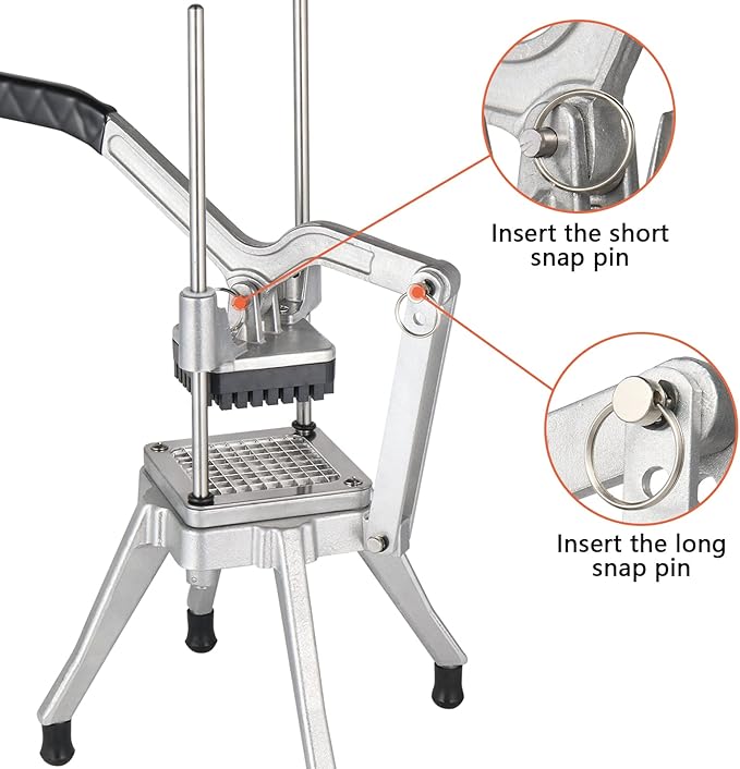 ROVSUN Commercial Vegetable Chopper French Fry Cutter Stainless Steel w/ 4 Sizes Blades, Fruit Potato Slicer, 1/2", 3/8", 1/4" & 8-Wedge Blades and Pusher Blocks for Restaurants, Home & Kitchen