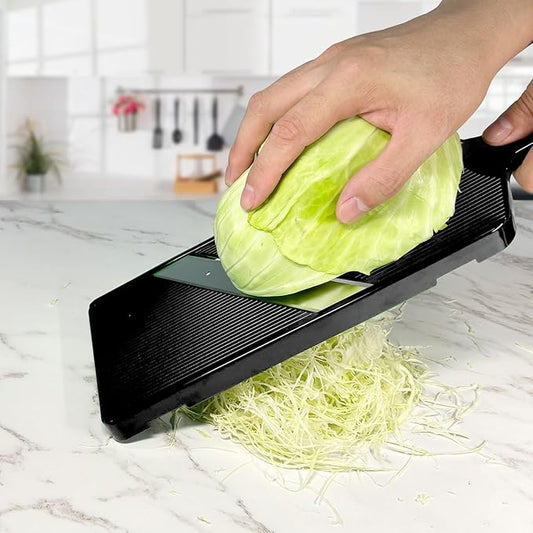 Fixed Thickness Vegetable Slicer – Ultra-Thin Cabbage Shredder for Salads, Jicama Tacos, Onion, Potato Chips – Fine Fluffy Cuts Mandoline Kitchen Tool