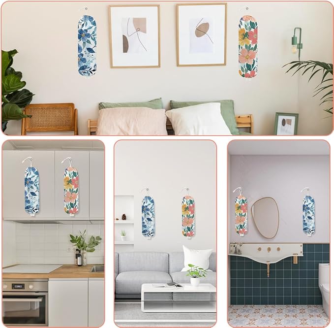 2Pcs Flower Plastic Bag Holder, Wall Mount Grocery Bag Holder for Plastic Bags, Colorful Floral Reusable Grocery Bags Storage Dispenser for Home Kitchen Decor, Flower Gifts for Women Mom, 22.5x9 Inch