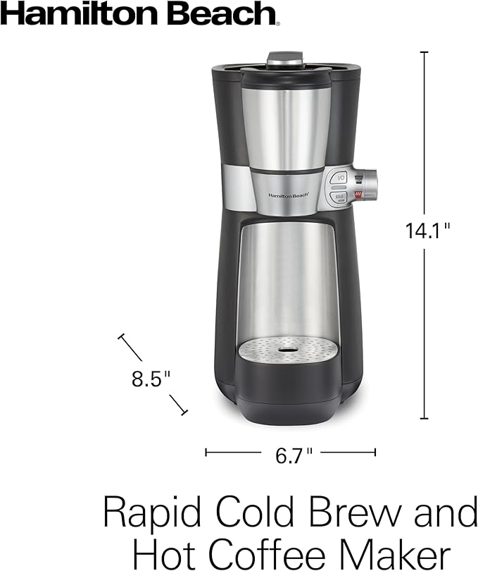 Hamilton Beach Convenient Craft Rapid Cold Brew & Hot Coffee Maker, Single Serve Ground Coffee Brewer, 16 oz. capacity, Black, 42501