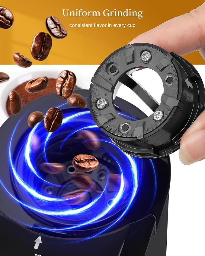 Wancle Burr Coffee Grinder Electric with 28 Grind Settings, 2-12 Cup Capacity Coffee Bean Grinder for Espresso, Drip & French Press, Stainless Steel Coffee Grinders with Chamber Cleaning Brush