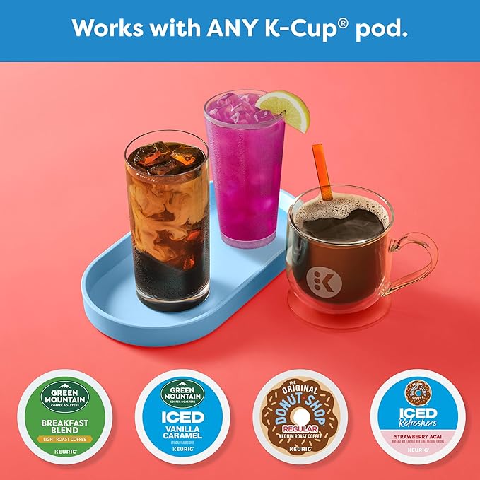 Keurig K-Iced Single Serve Coffee Maker – Brew Over Ice Button, Compact Design, Perfect Holiday Gift for Iced Coffee Lovers, Gray