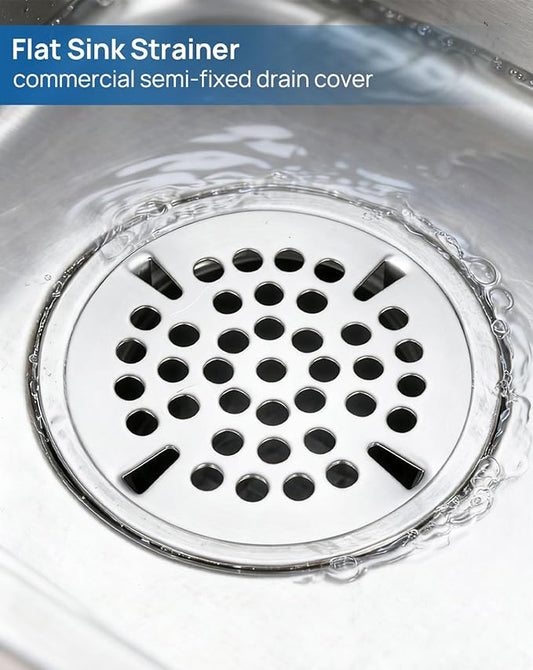 (3 Pack)3-1/2" Commercial Sink Drain Strainer Replacement, Waste Drain Cover Screen, Flat Strainer Only for Commercial Sink Drain with Lever Handle, Stainless Steel (NOT Universal)