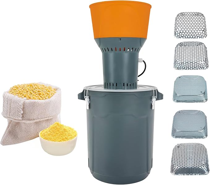 50l Grain Mill Grinder, 1000w Electric Grain Grinder Mill, Corn Grinder Mill, With 5 Grinder Sieves, Pure Copper Machine,With Wrench, For Grinding Dry, Wheat, Rice, Sorghum, And Other Crops On Farms