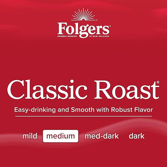 Folgers Classic Roast Medium Roast Coffee, 12 Keurig K-Cup Pods