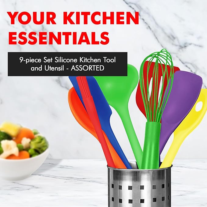 Chef Craft 9 Piece Multicolor Premium Silicone Kitchen Tool Set (42088)