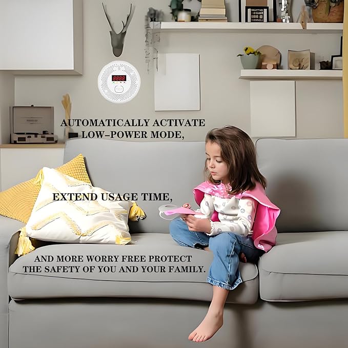 Carbon Monoxide and Smoke Detector LCD Display, Battery Powered, Dual sensors, 85dB Voice Alarm and Real-time Tracking, Suitable for Home/Kitchen/Bedroom/RV (Small Screen, 1Pack-CO&Smoke)