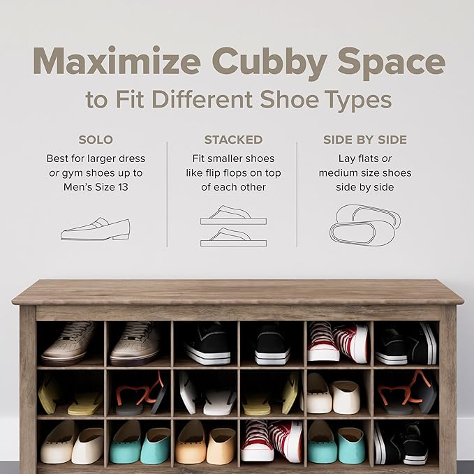 Prepac Elegant Black Shoe Storage Cabinet, Space-Saving Solution with Cubbies for 36 Pairs, 13"D x 23.5" W x 72.5" H
