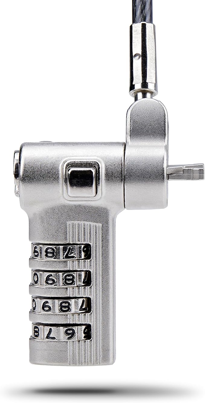 StarTech.com Universal Laptop Cable Lock 6.6ft (2m), Serialized Security Cable, Compatible with Noble Wedge/Nano/K-Slot; TAA