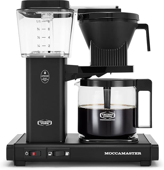 Moccamaster 53948 KBGV Select 10-Cup Coffee Maker, Matte Black, 40 ounce, 1.25l & #4 White Paper Filters, 100-count per box