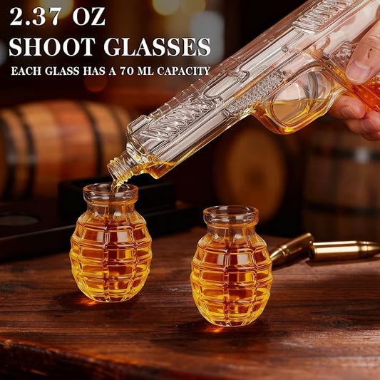 Oaksea Gifts for Men Dad Christmas, Unique Anniversary Birthday Gift for Him Husband, 9 Oz Whiskey Decanter Set with 2 Oz Shot Glasses, Cool Military Presents liquor dispenser for Home Bar Man Cave